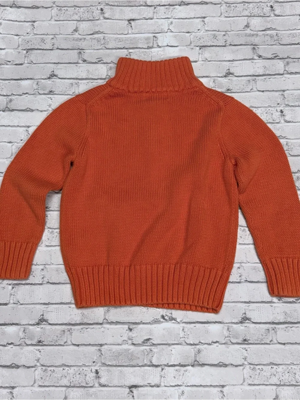 Polo Ralph Lauren Boys Orange 1/4 Zip Cotton Knit Sweater 4T Fall EUC Preppy